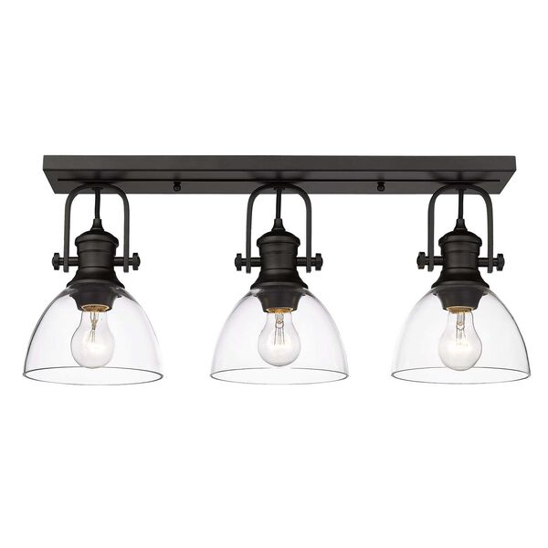 Hines Matte Black Three-Light Bath Fixture with Clear Glass, image 4